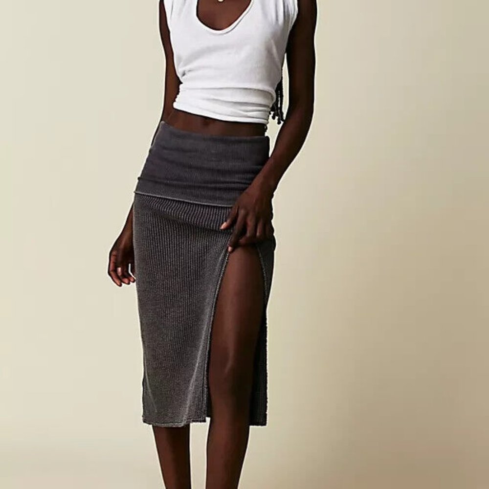 Free People FP One Pari Midi Skirt Pull On Textured New XS